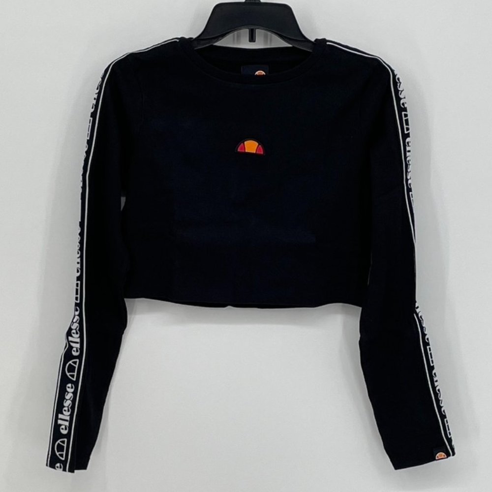 Women's Ellesse Long Sleeve Crop Top in Black, Size 14